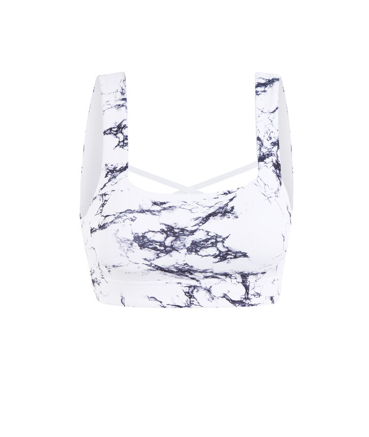 Brassière sport imprimé marbre yogamarbliz blanc.