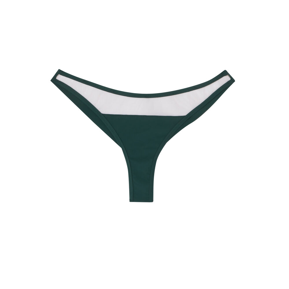 Tanga empiècement tulle high leg - sapin vert.
