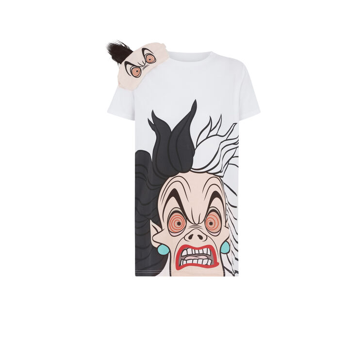 Ensemble tunique + masque print cruella cruellaiz blanc.