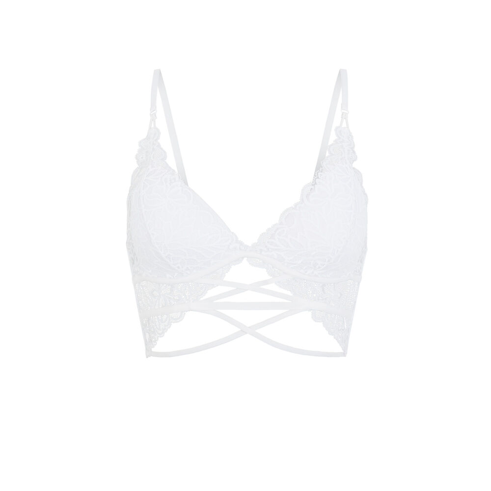 Soutien-gorge triangle push up dentelle - blanc blanc.