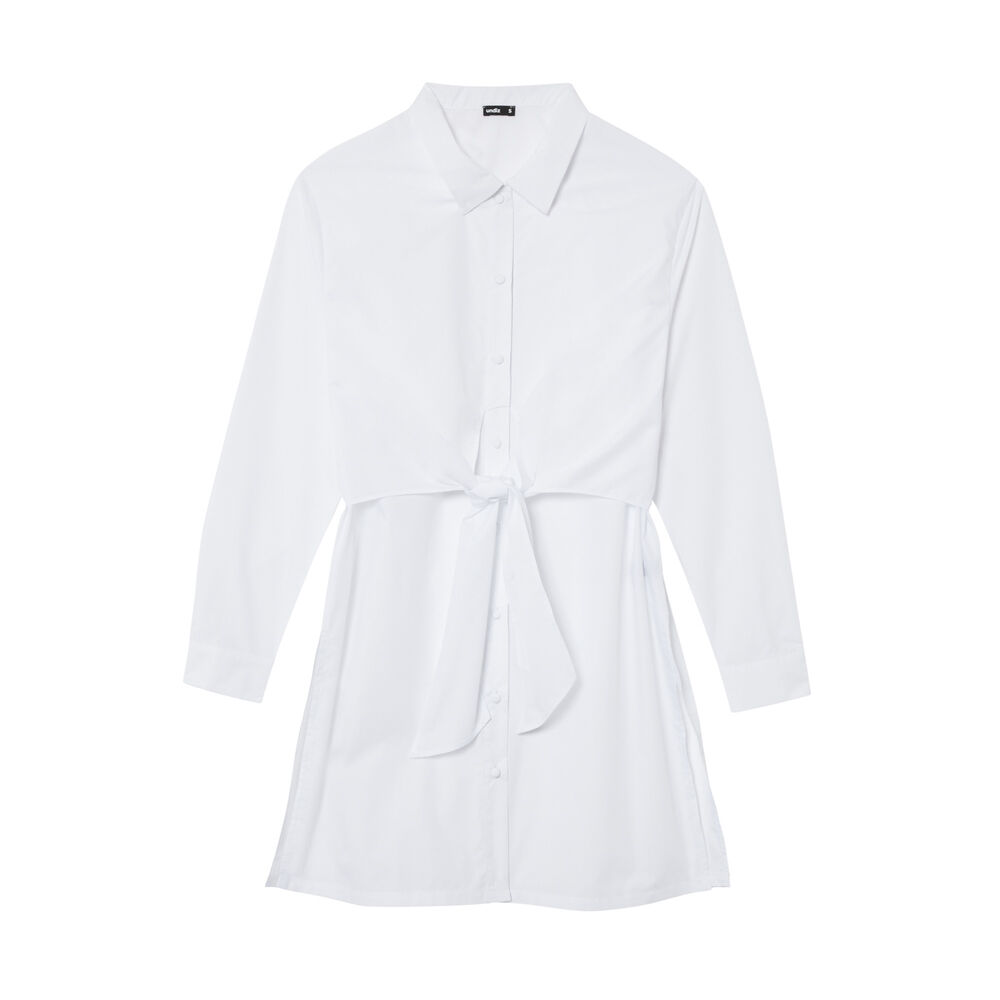 Robe chemise effet noué - blanc blanc.