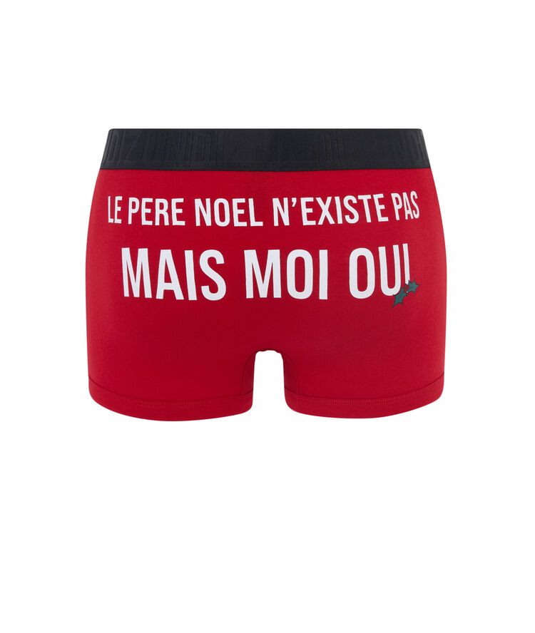 Boxer en coton à message perenoeliz rouge.