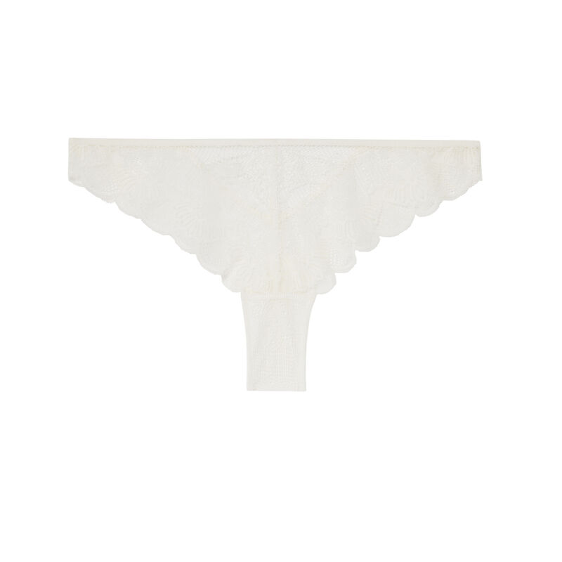 tanga en dentelle à double liens - écru tanga en dentelle à double liens - écru;