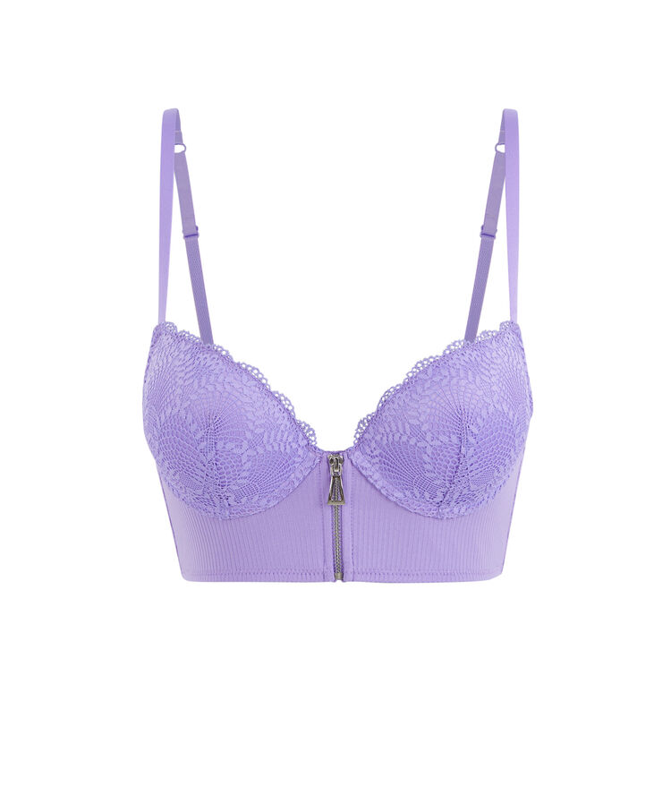 Soutien-gorge bustier push micro/dentelle microribiz lavande.