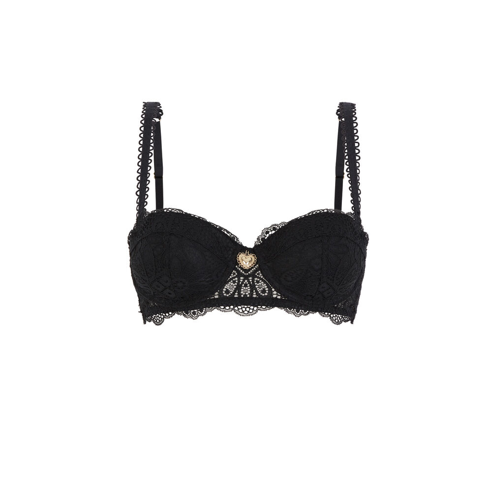 Soutien-gorge push-up détail bijou - noir noir.