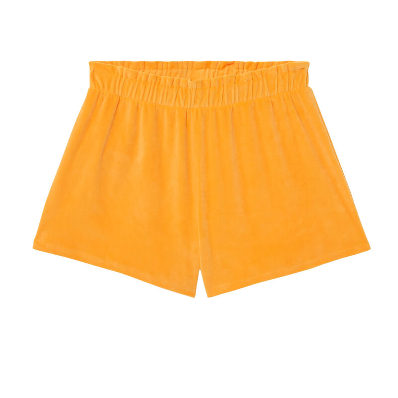 short taille froncée en velours - orange short taille froncée en velours - orange;