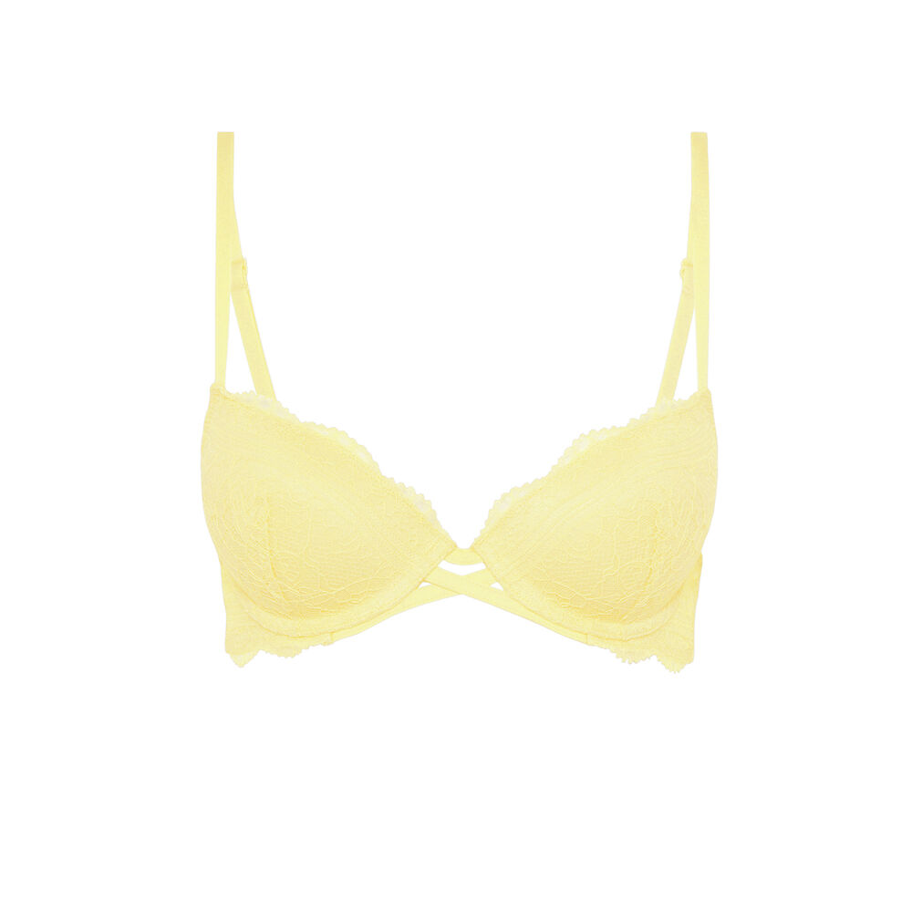 Soutien-gorge push-up en dentelle - jaune jaune.