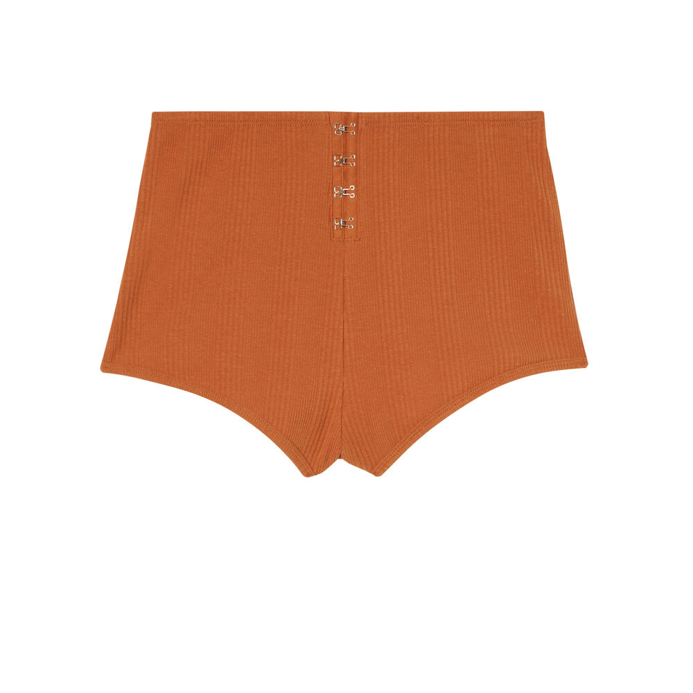 Short en jersey détail corset - marron marron.