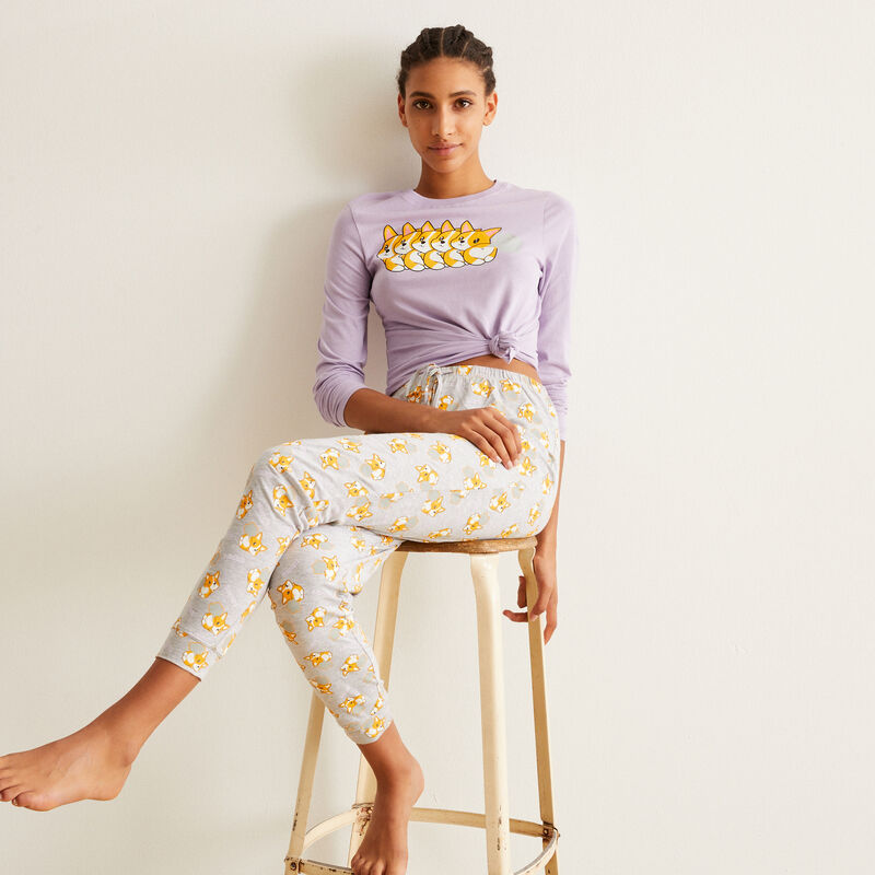 set de pyjama à manches longues motifs corgi - violet set de pyjama à manches longues motifs corgi - violet;