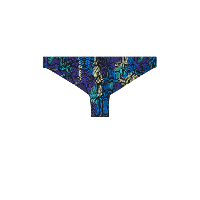 Bas de maillot de bain tanga imprimé serpent - bleu Bas de maillot de bain tanga imprimé serpent - bleu;