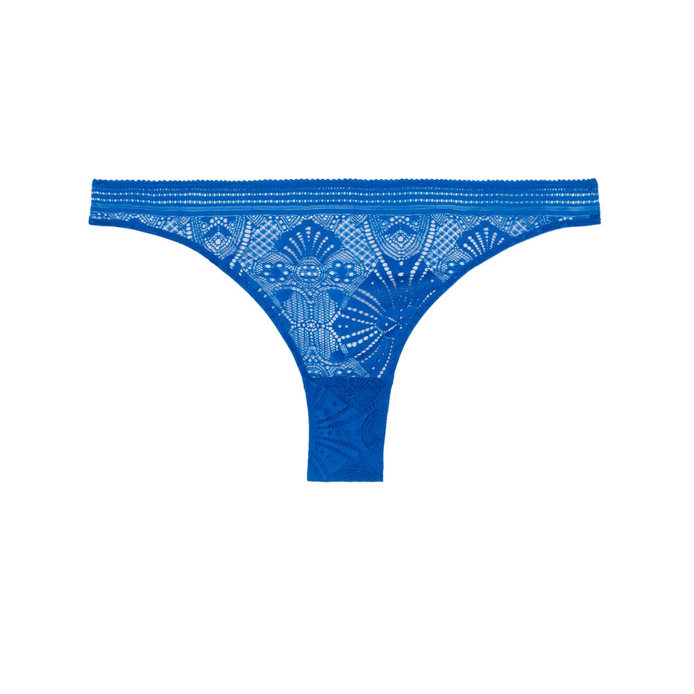Tanga à détails liens - bleu bleu.
