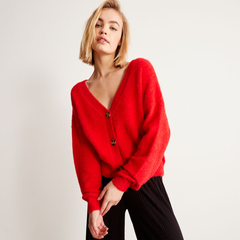 cardigan en polaire à bouton - rouge cardigan en polaire à bouton - rouge;