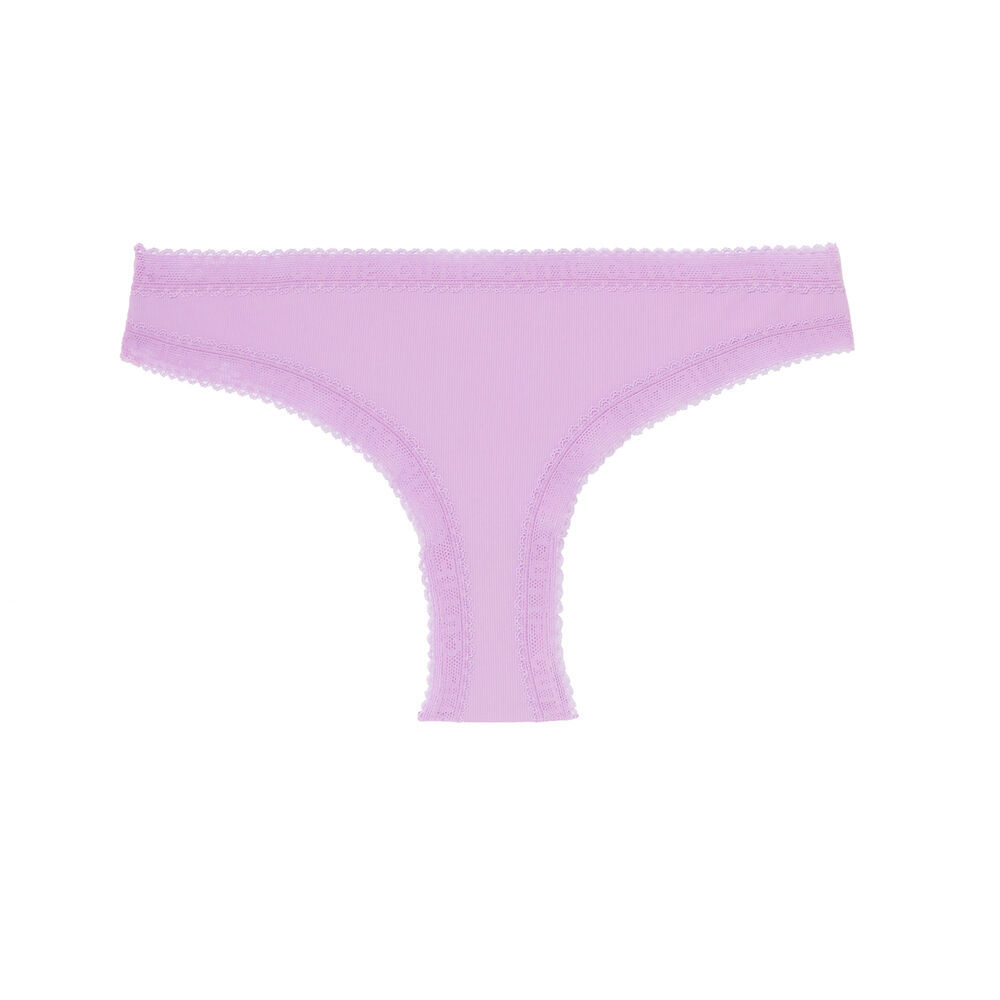 Culotte en microfibre et détail dentelle - lilas violet.