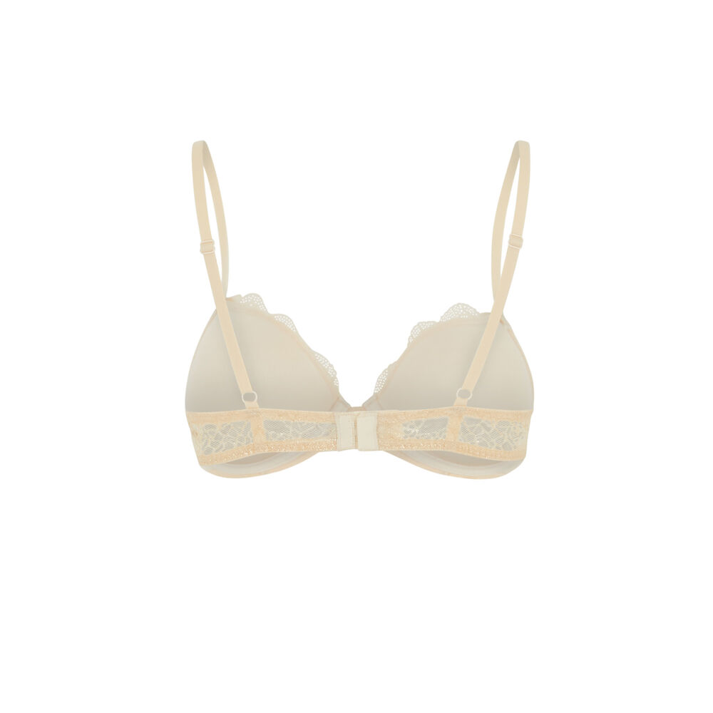 Soutien-gorge push-up en dentelle et satin - doré doré.
