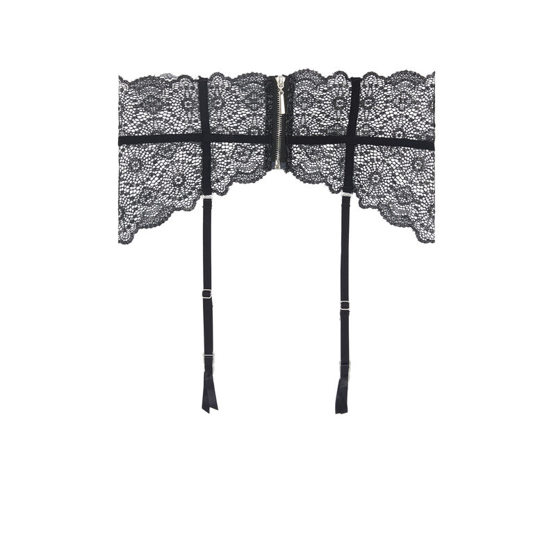 Serre taille porte-jarretelles détail zip blackjackiz noir.
