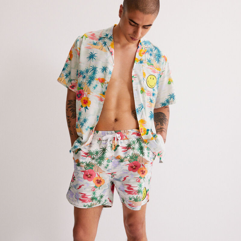 short de bain SMILEY® à fleurs - blanc short de bain SMILEY® à fleurs - blanc;