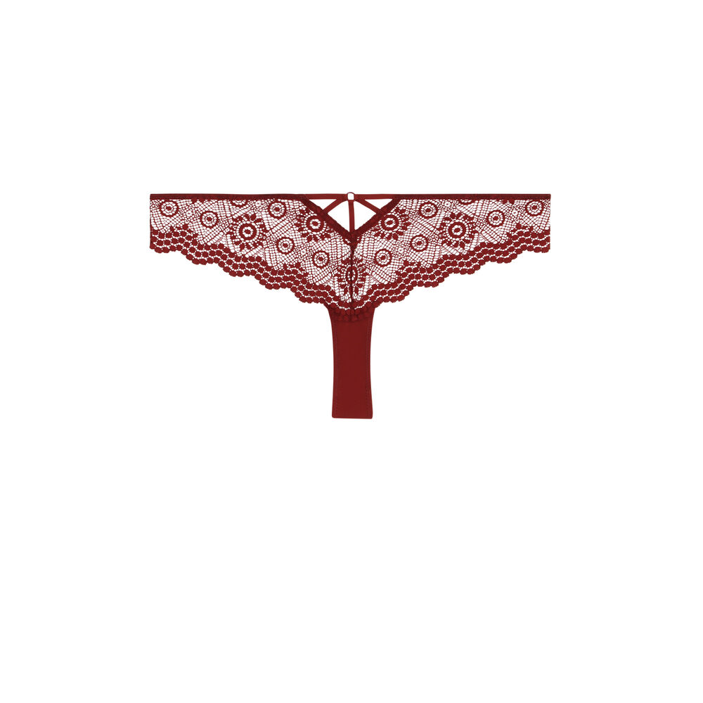 Tanga en dentelle - rouge rouge.