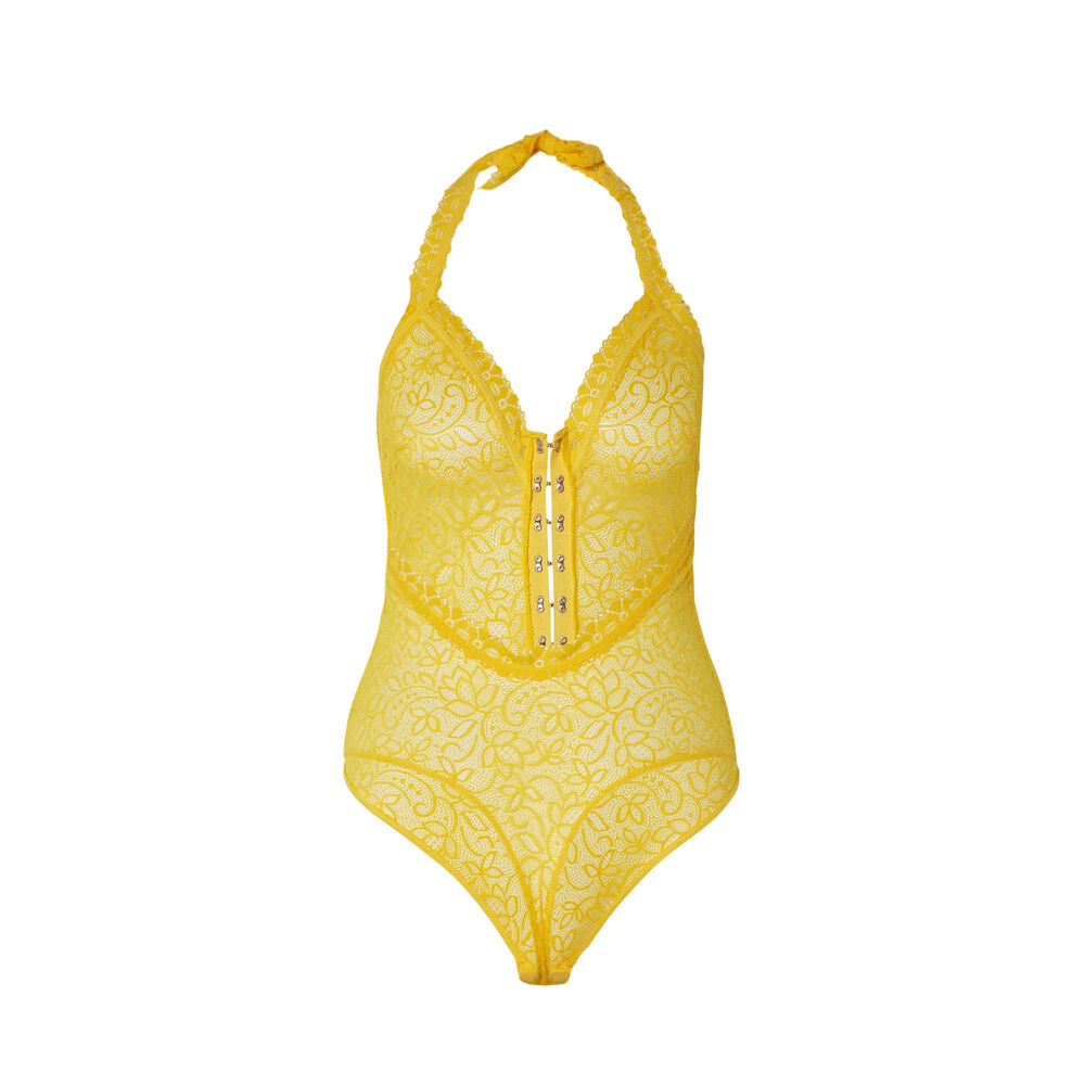 Body dos nus à détails décolleté - jaune jaune.