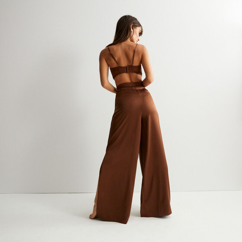 pantalon satiné taille haute - marron pantalon satiné taille haute - marron;