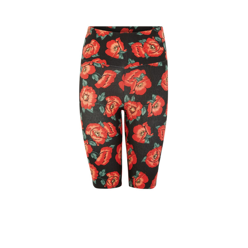 Cycliste taille haute imprimé fleuri - noir Cycliste taille haute imprimé fleuri - noir;