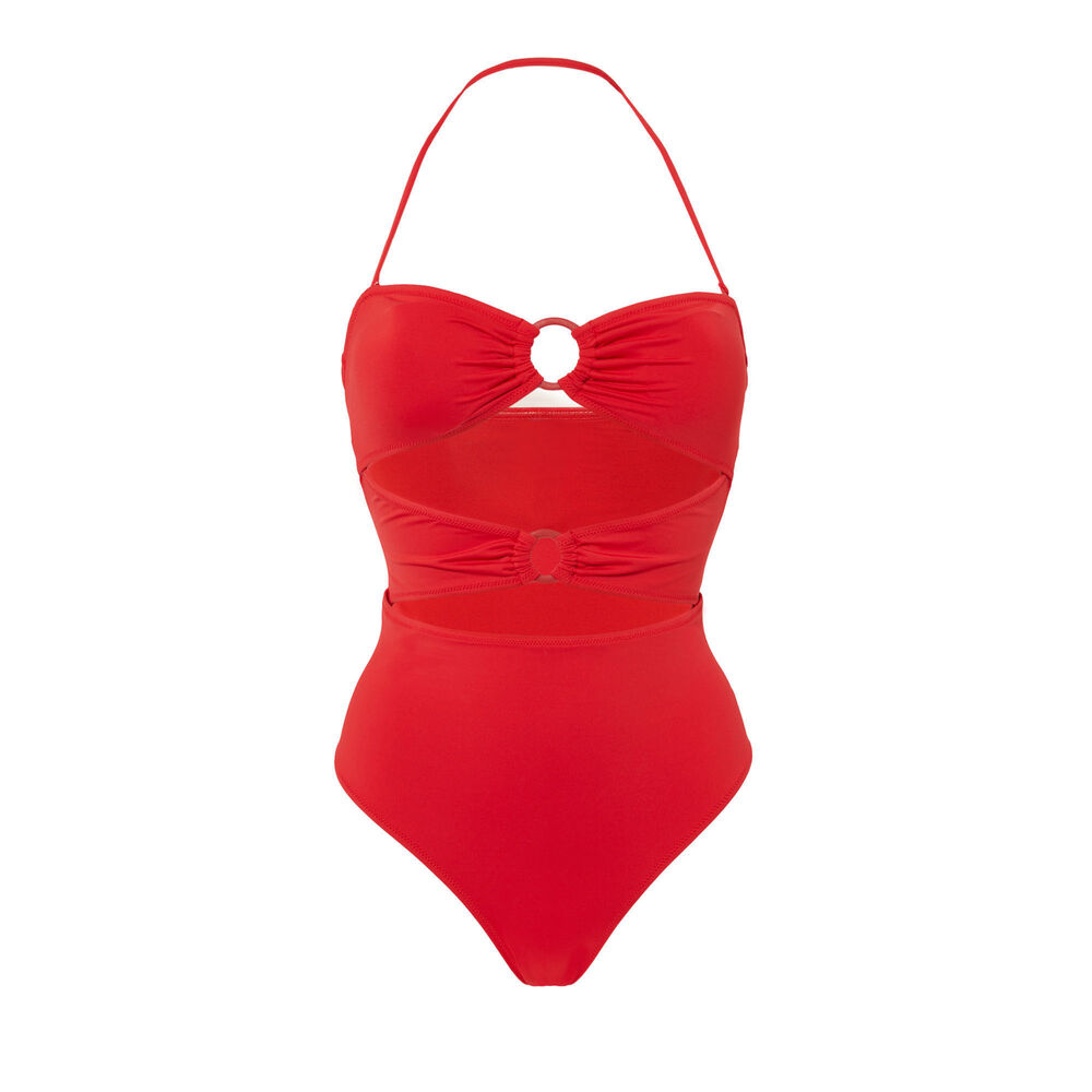 Maillot 1 pièce à décolleté anneaux - rouges rouge.