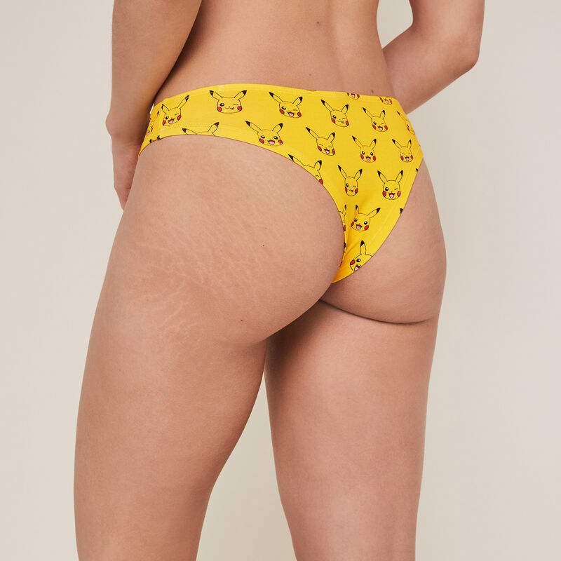 Tanga en coton pikachu - jaune Tanga en coton pikachu - jaune ;