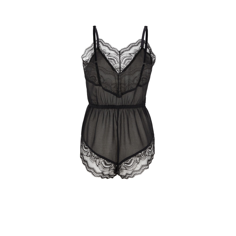 Combishort en dentelle - noir noir.