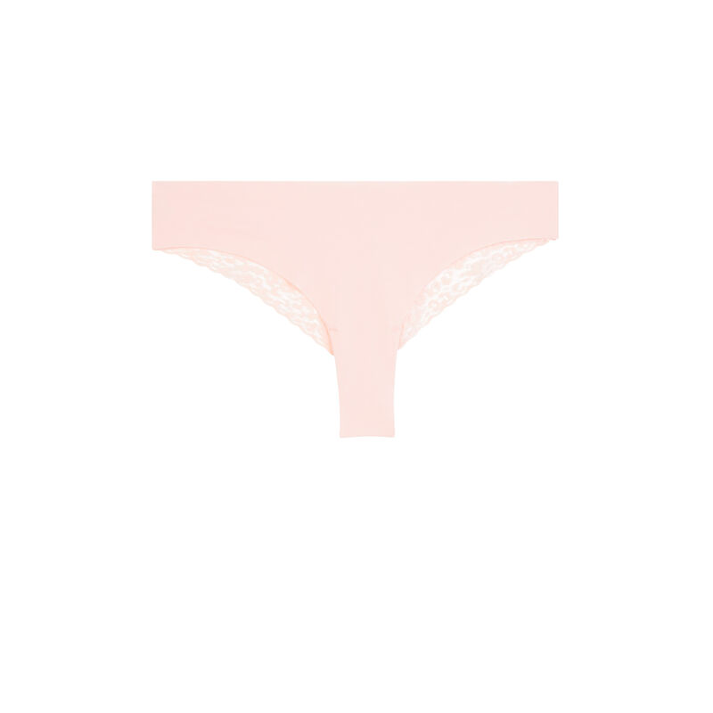 Tanga en coton uni - rose poudré Tanga en coton uni - rose poudré;