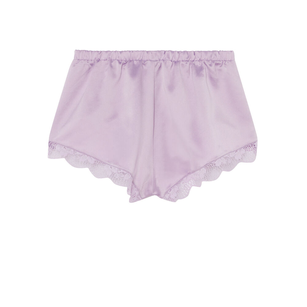 Short satiné et bords en dentelle - lilas violet.