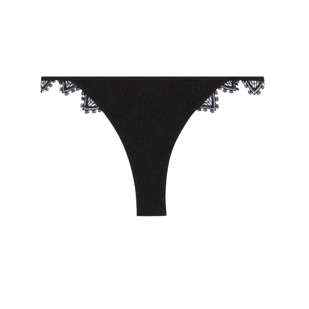 Tanga en guipure - noir noir.