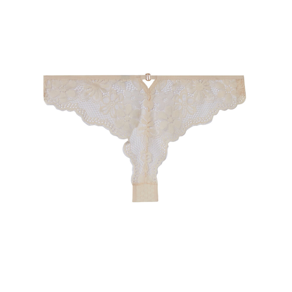 Tanga en dentelle ajourée - écru ecru.