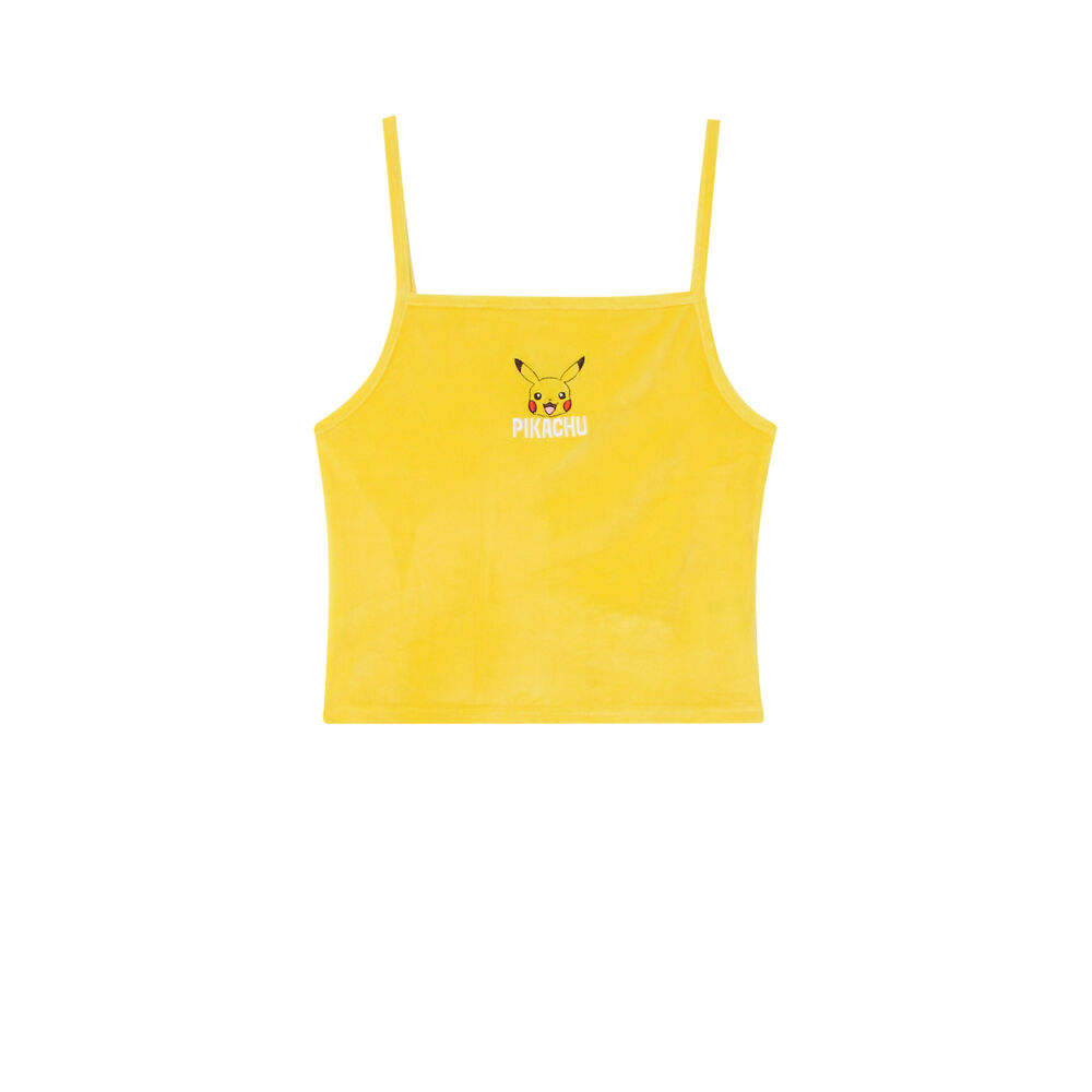Crop top à bretelles fines pikachu - jaune jaune.