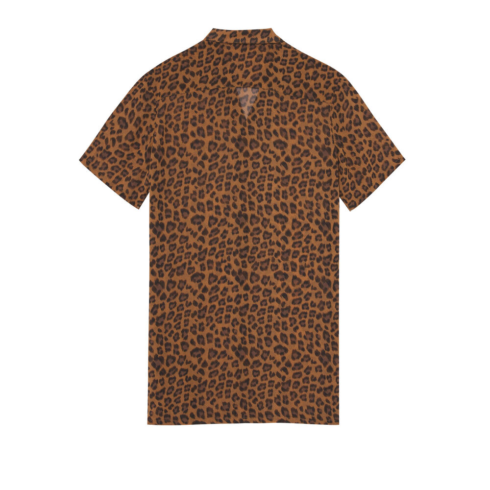 Chemise de plage imprimé léopard - marron marron.
