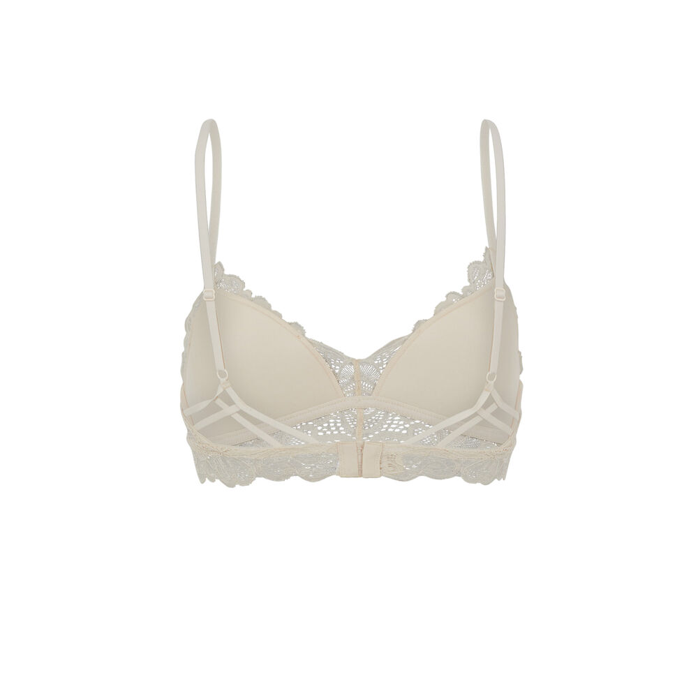 Soutien-gorge triangle à coques en dentelle - beige beige.