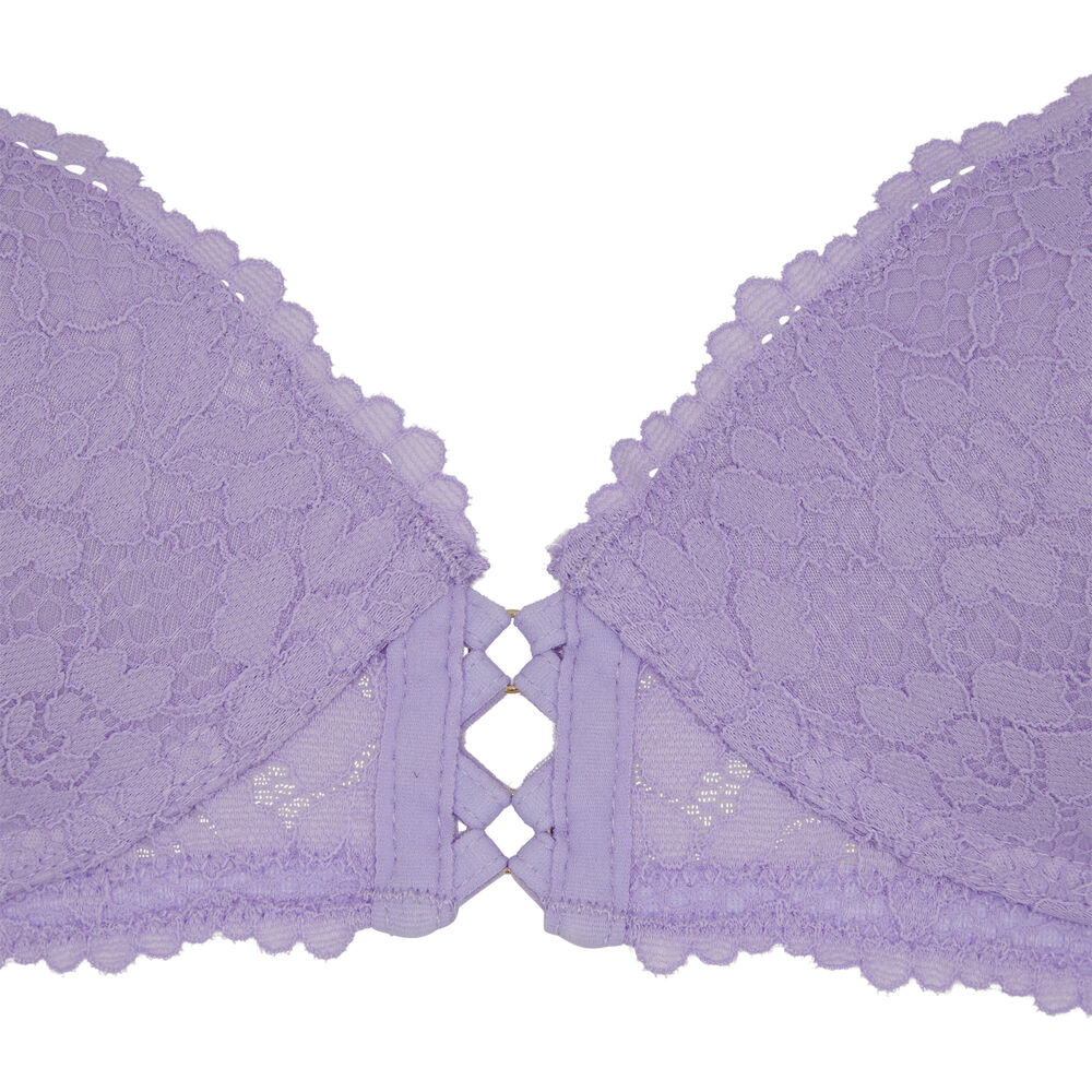 Soutien-gorge push-up en dentelle fleurie - lilas lilas.