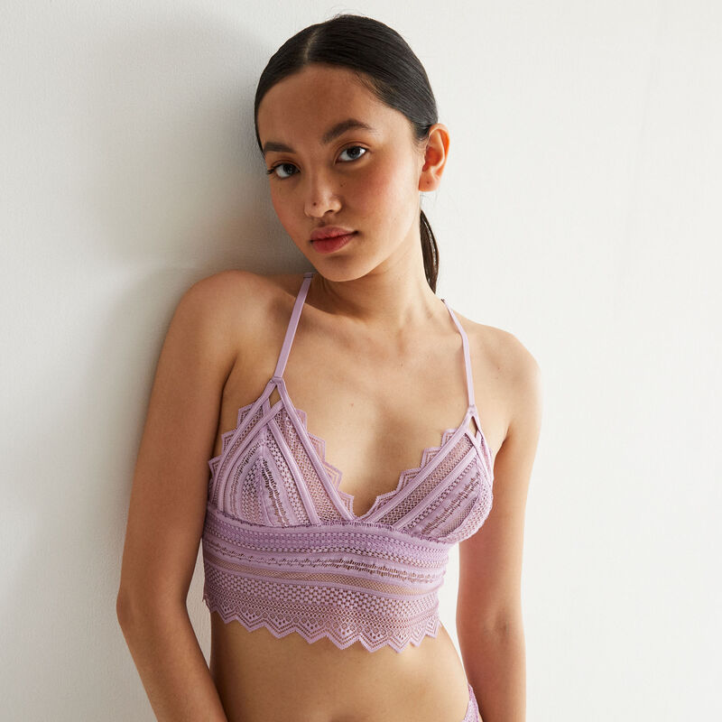 soutien-gorge triangle sans armatures détail dos - lilas soutien-gorge triangle sans armatures détail dos - lilas;