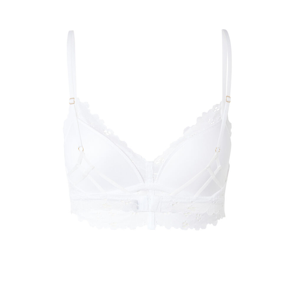 Soutien-gorge triangle ampli tout dentelle à bijou - blanc blanc.