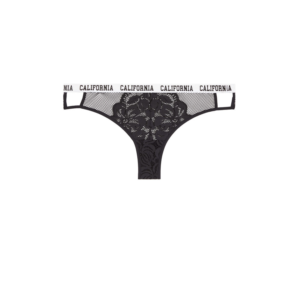 Tanga en dentelle détail bande westcoastiz noir.