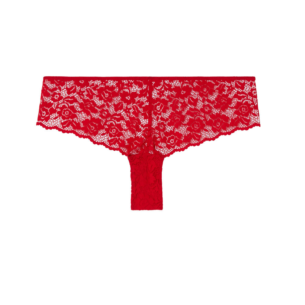 Shorty en dentelle fleurie - rouge rouge.