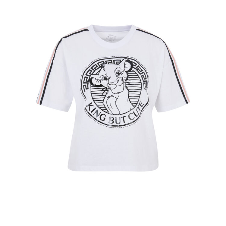 Top à manches courtes licence roi lion bunversiz blanc.