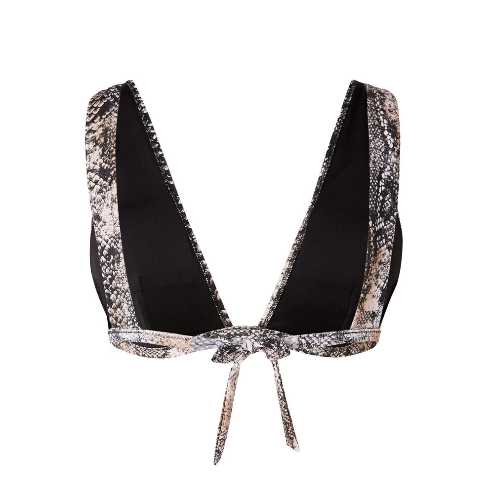 Haut de maillot brassière imprimé python - noir noir.