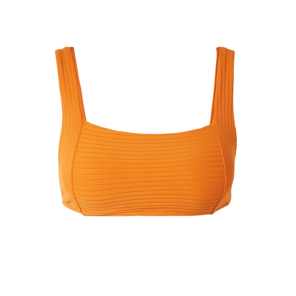 Haut de maillot brassière imprimé hawaïen - orange orange.