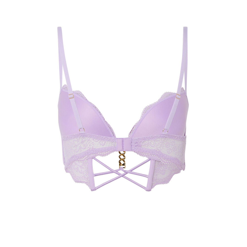 Soutien-gorge ampli bustier à détail chaine dorée - lilas violet.