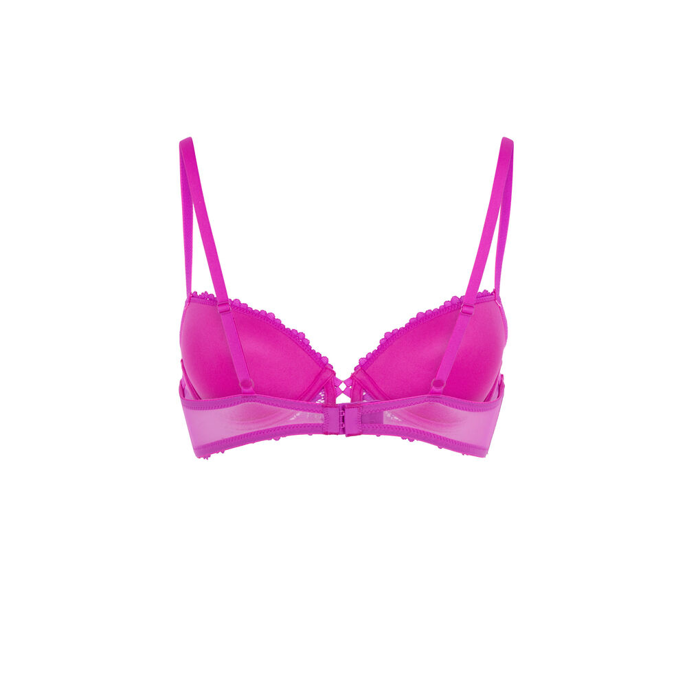 Soutien-gorge push-up en dentelle fleurie - rose rose.