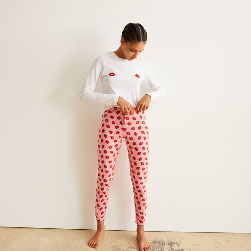 set de pyjama à manches longues bisous - blanc set de pyjama à manches longues bisous - blanc ;