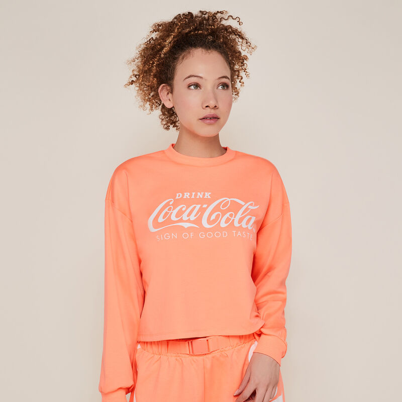 Sweat col rond coca-cola - corail fluo Sweat col rond coca-cola - corail fluo;