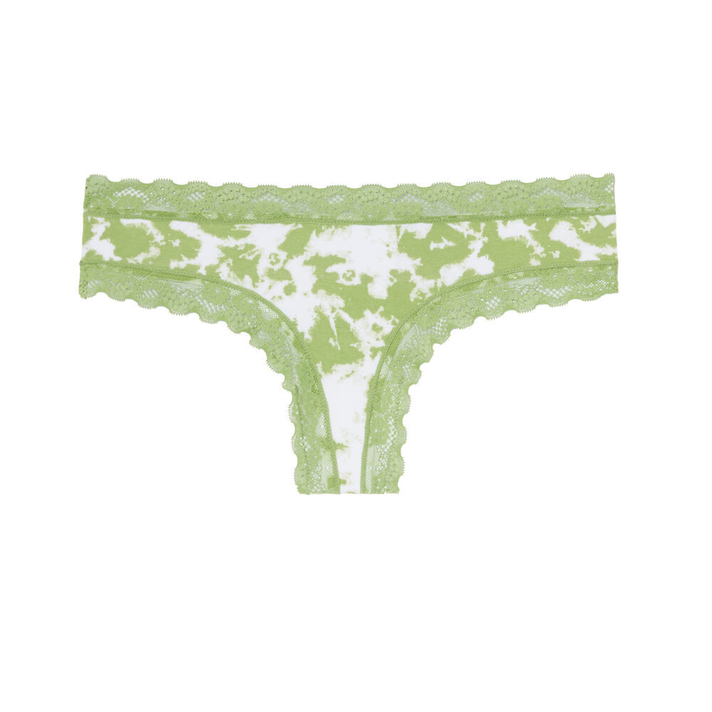 Shorty en coton tie and dye et dentelle - vert vert.