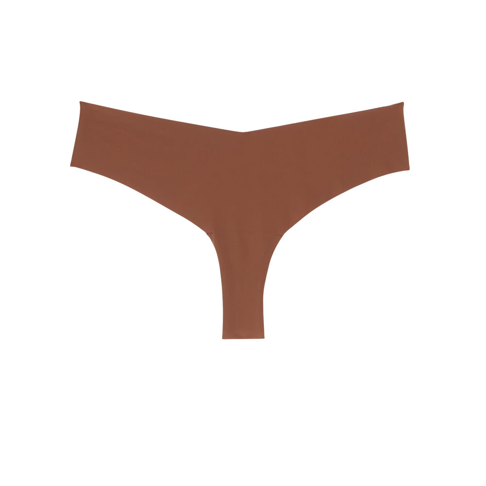 Tanga en microfibre uni - marron foncé marron.