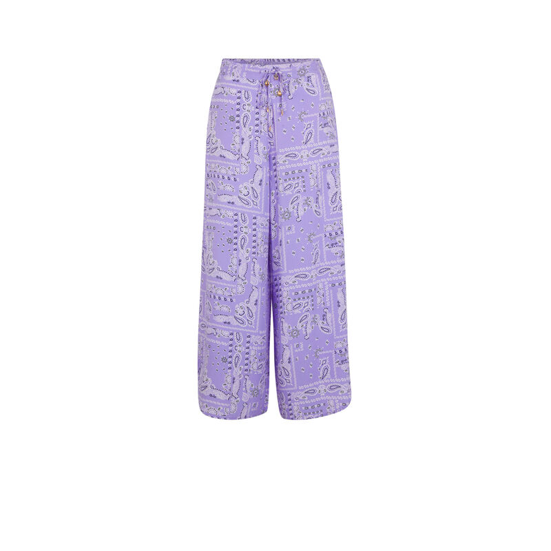 Pantalon large imprimé bandana - lilas Pantalon large imprimé bandana - lilas ;