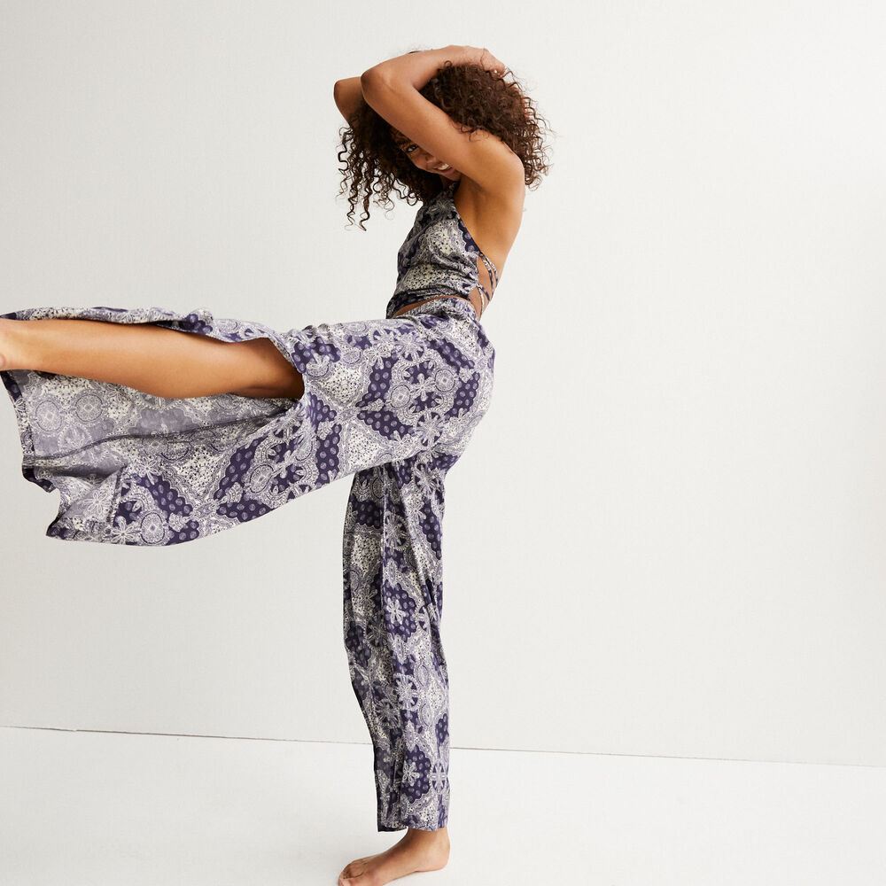 Pantalon en satin à motifs - blue bleu.